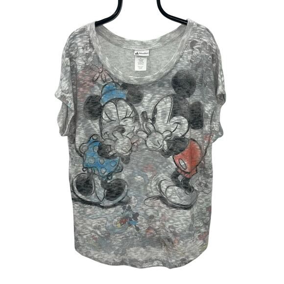 Disney Parks Women's XL Mickey & Minnie Mouse Open Weave Sweater Top - Picture 1 of 4